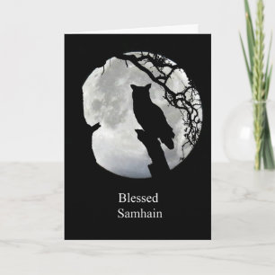 Samhain-Karte mit Eule und Mond-Sabbat Karte