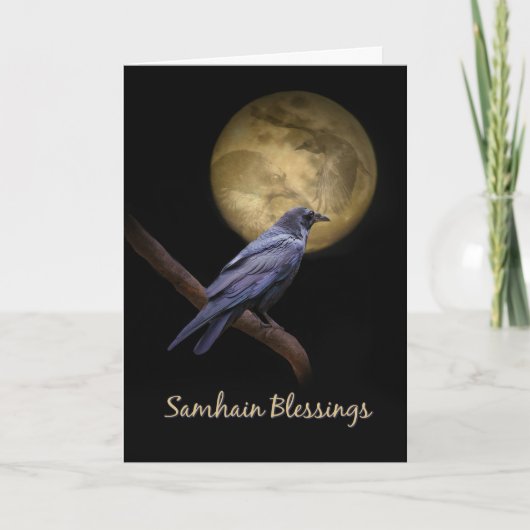 Samhain keltische Segnungen, raven oder crow Karte (Vorderseite)