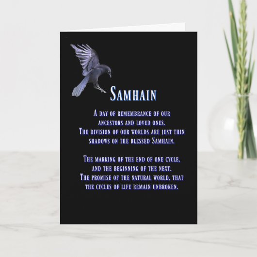 Samhain mit Raven oder Crow Gesegnetes Samhain Karte (Vorderseite)