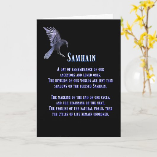 Samhain mit Raven oder Crow Gesegnetes Samhain Karte (Gelbe Blume)