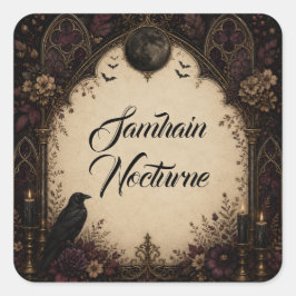 Samhain Nocturne Gothic Raven Halloween Geschenk Quadratischer Aufkleber
