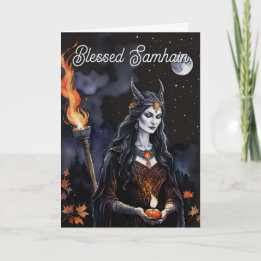 Samhain Pagan Hexe Seligen Halloween Herbstnacht Karte