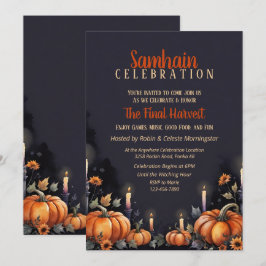Samhain-Party Herbst Kürbisse & Kerzen Einladung