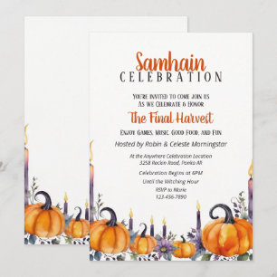 Samhain-Party Herbst-Kürbisse und Kerzen Einladung