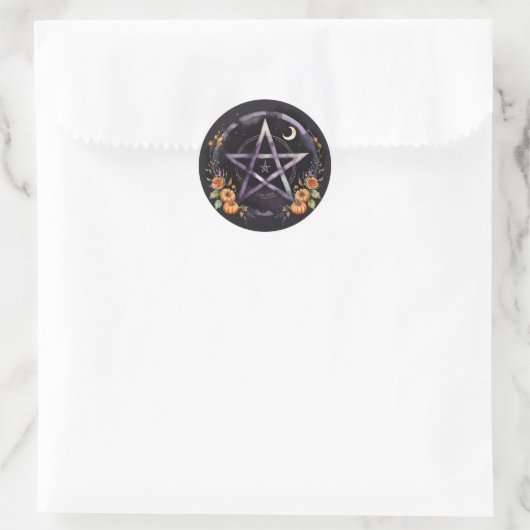 Samhain Pentacle & Fall Pumpkins Witch Runder Aufkleber (Tasche)