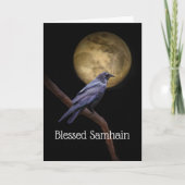 Samhain Raven Crow und Moon Gedicht Karte (Vorderseite)