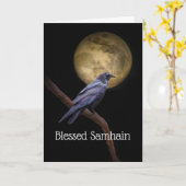 Samhain Raven Crow und Moon Gedicht Karte (Gelbe Blume)