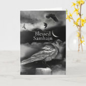 Samhain Ravens und Crescent Moon Karte (Gelbe Blume)