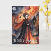 Samhain Red Queen Halloween Night Hexe gesegnet Karte (Gelbe Blume)