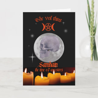 Samhain-Schädel- und Mondkarte Karte