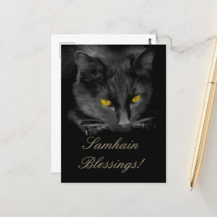 Samhain-Schwarze-Katze-Feiertag Postkarte