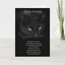 Samhain Schwarze Katze Segnungen Frohes Samhain Ke Karte