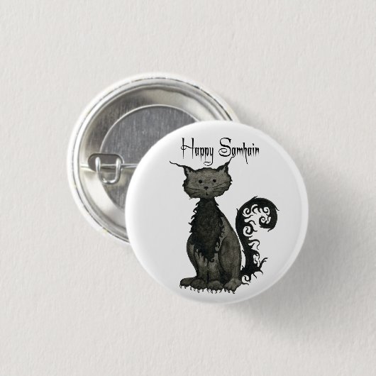 Samhain schwarze Katzen-Knopf Button (Vorne & Hinten)