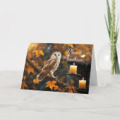 Samhain Segen mit Hübschem mystischem Bild von Owl Karte (Vorderseite)
