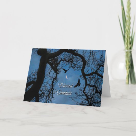 Samhain Segen, Raven, Halbmond und Eiche Karte (Vorderseite)