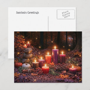 Samhain verzaubernde Kerzen im Freien Postkarte