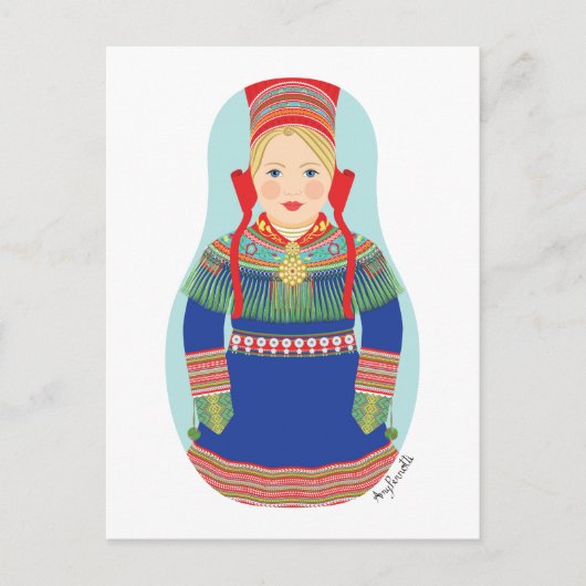 Sami (blondes Haar) Matryoshka Postcard Postkarte (Vorderseite)