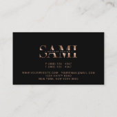 Sami Metallic Rose Gold Black Frame Vip Visitenkarte (Rückseite)