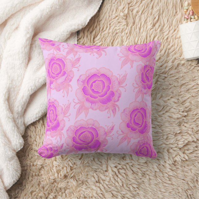 Sami 💜 Purpur Barock Blumenmuster Kissen (Decke)