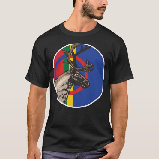 Sami Reindeer Saami National Animal Flag T-Shirt (Vorderseite)
