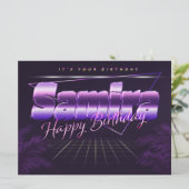 Samira Name Vorname lila retro Karte Geburtstag (Stehend Vorderseite)