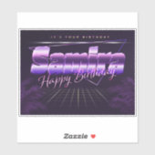 Samira Name Vorname lila retro Sticker Geburtstag (Blatt)