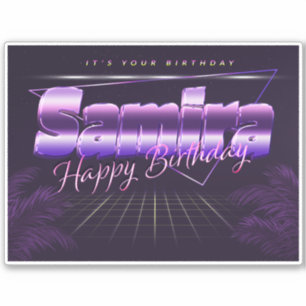 Samira Name Vorname lila retro Sticker Geburtstag