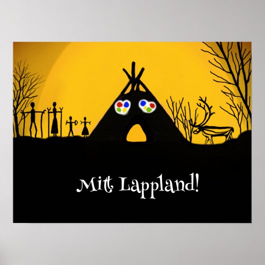 Samisk boplats gul svart poster (Vorne)