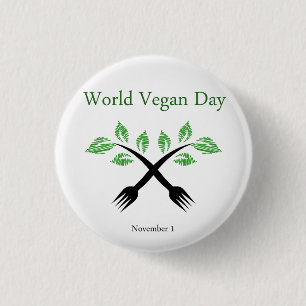 Sämling von einem Gabel Weltveganen Tag am 1. Button