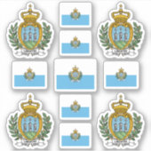 Sammarinische Staat / Wappen und Fahne Aufkleber (Vorderseite)