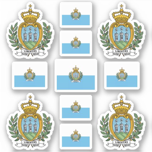 Sammarinische Staat / Wappen und Fahne Aufkleber (Vorderseite)