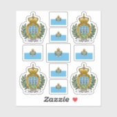 Sammarinische Staat / Wappen und Fahne Aufkleber (Blatt)