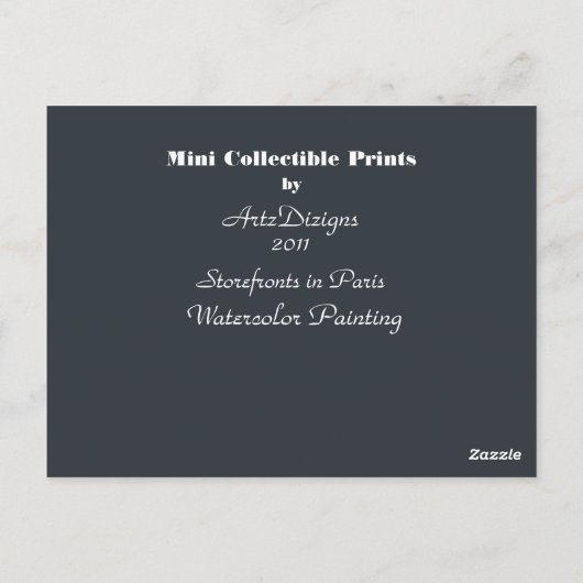 Sammeldrucke in Paris Mini Postkarte (Rückseite)