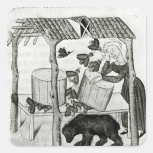 Sammeln des Honigs Quadratischer Aufkleber