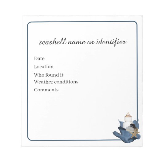 Sammeln von Muschelmarken Notizblock (Vorderseite)