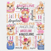 Sammelname mit Corgi-Hunden und Mustername Fleecedecke (Vorderseite)