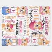 Sammelname mit Corgi-Hunden und Mustername Fleecedecke (Vorderseite (Horizontal))