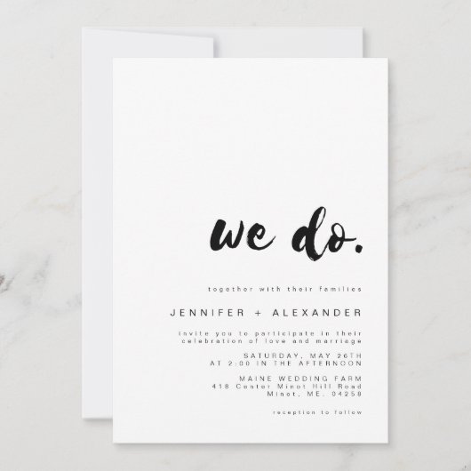 SAMMI Minimal "We Do" Einladung zur Hochzeit (Vorderseite)