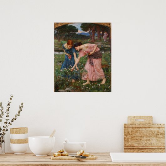 Sammle dein Rosenknospe Poster von John W. Waterho (Küche)