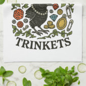 Sammler von Trinkets Crow Illustration Geschirrtuch (Gefaltet)