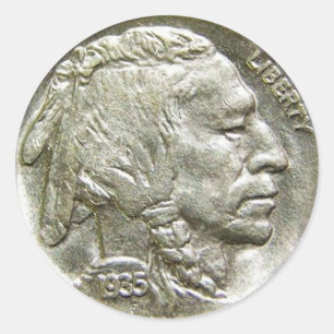 Sammler von Vintage-Münzen Indian Head Silber-Nick Runder Aufkleber