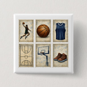 Sammlerstücke mit Vintage-Basketball-Motiven Button