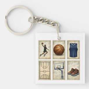 Sammlerstücke mit Vintage-Basketball-Motiven Schlüsselanhänger