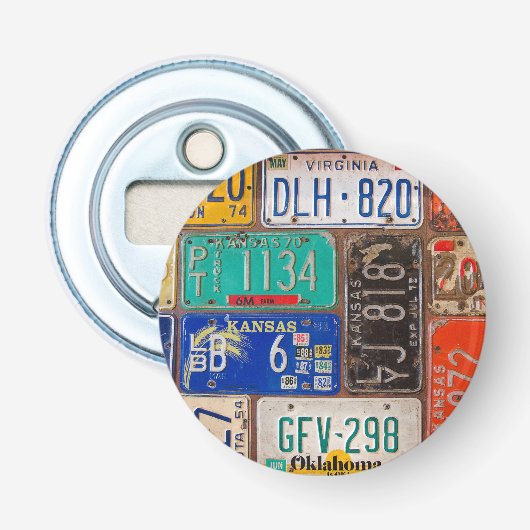 Sammlung alter Nummernschilder Flaschenöffner (Vorderseite)