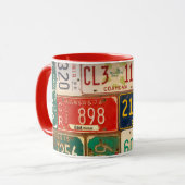 Sammlung alter rostiger Nummernschilder Tasse (Vorderseite Links)
