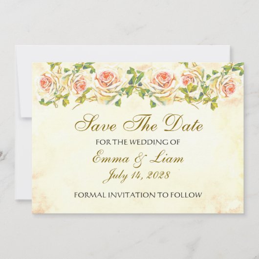Sammlung antiker Rose - Hochzeitssache speichert d Save The Date (Vorderseite)