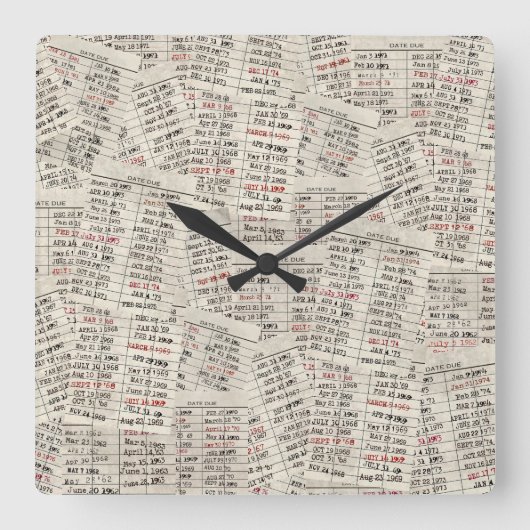 Sammlung der alten Bibliothekskarte Quadratische Wanduhr (Vorderseite)