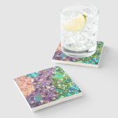 Sammlung farbenfroher Perlen Steinuntersetzer (Seitenansicht)