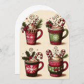 Sammlung festlicher Kaffeetassen, Weihnachtsdekora Einladung (Vorne/Hinten)