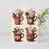 Sammlung festlicher Kaffeetassen, Weihnachtsdekora Einladung (Stehend Vorderseite)